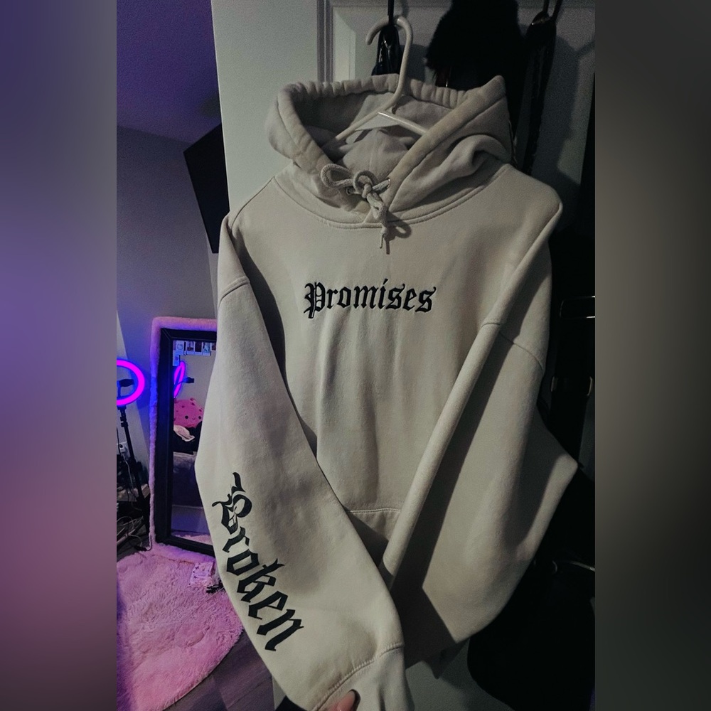 White Broken Promises Hoodie Oversized